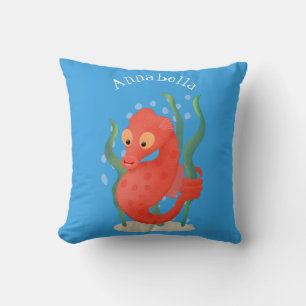 Cute pygmy seahorse cartoon cushion