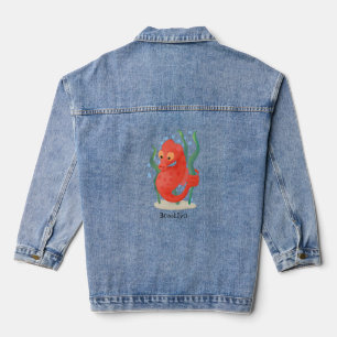 Cute pygmy seahorse cartoon denim jacket