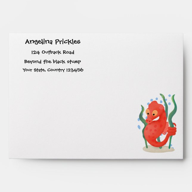 Cute pygmy seahorse cartoon envelope (Front)