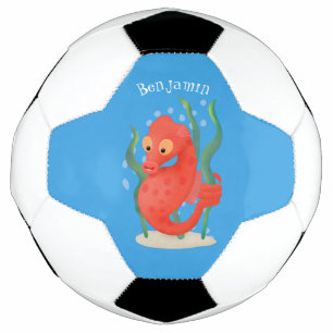 Cute pygmy seahorse cartoon football