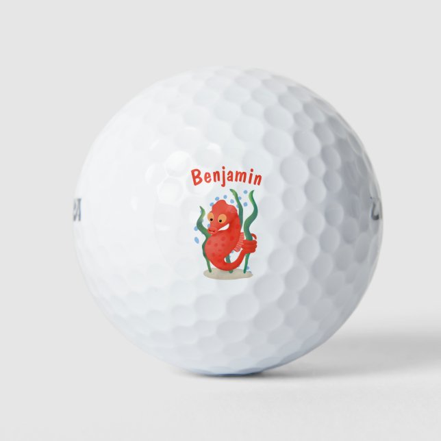 Cute pygmy seahorse cartoon golf balls (Front)