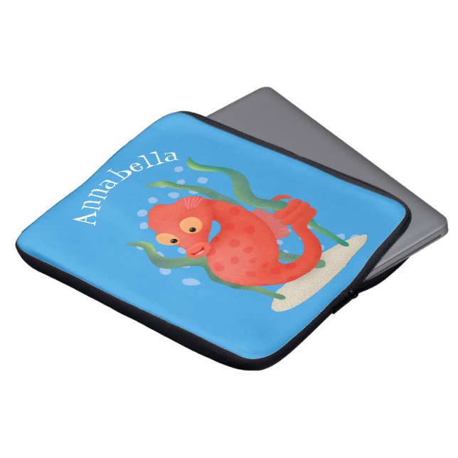 Cute pygmy seahorse cartoon laptop sleeve (Front Top)