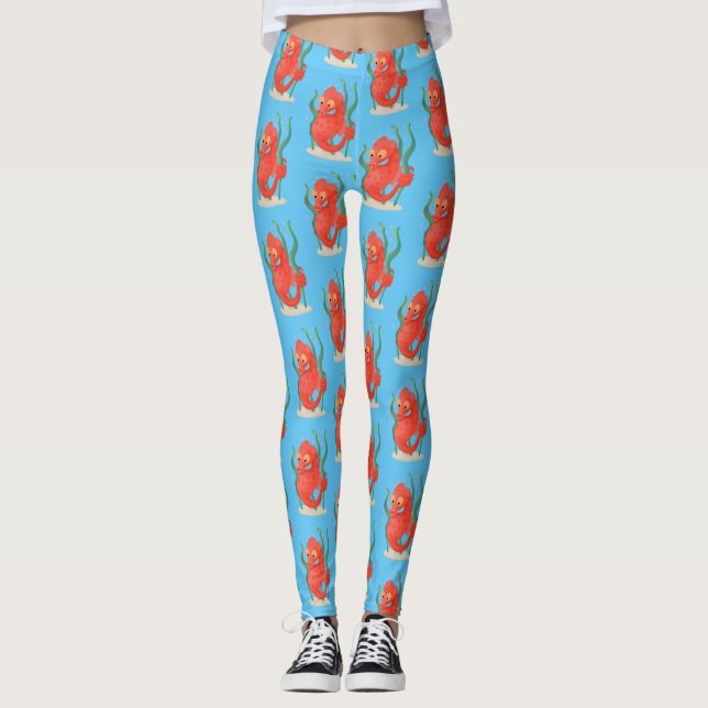 Cute pygmy seahorse cartoon leggings (Front)