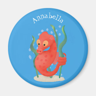 Cute pygmy seahorse cartoon magnet