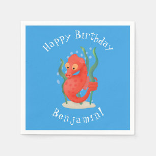 Cute pygmy seahorse cartoon napkin