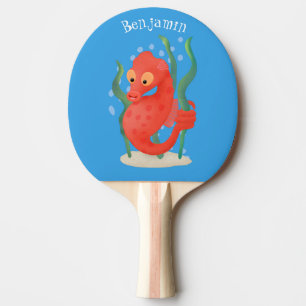 Cute pygmy seahorse cartoon ping pong paddle
