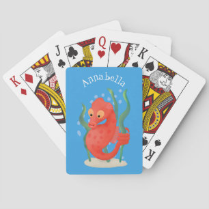 Cute pygmy seahorse cartoon playing cards