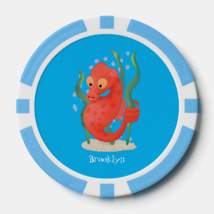 Cute pygmy seahorse cartoon poker chips