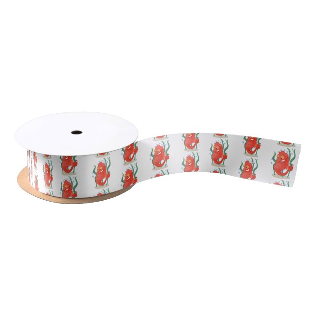 Cute pygmy seahorse cartoon satin ribbon (Spool)
