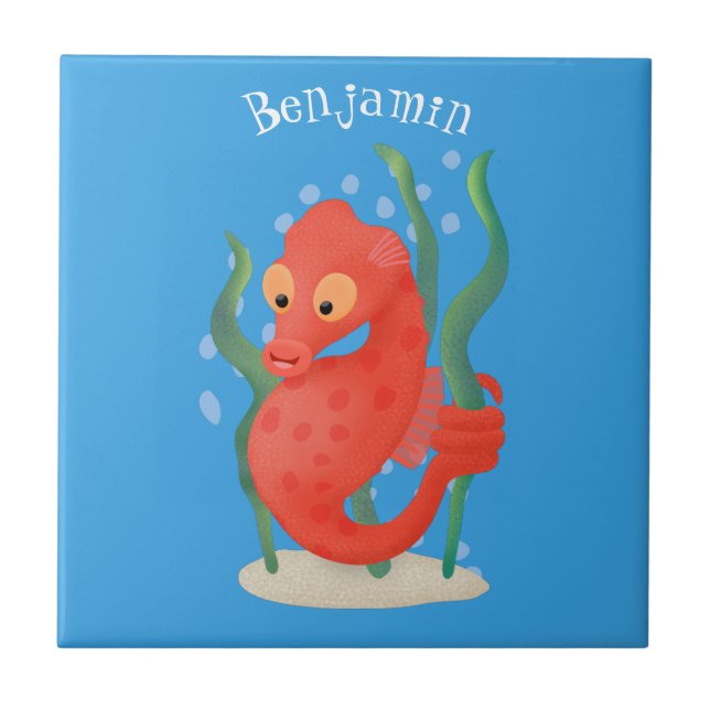 Cute pygmy seahorse cartoon tile (Front)