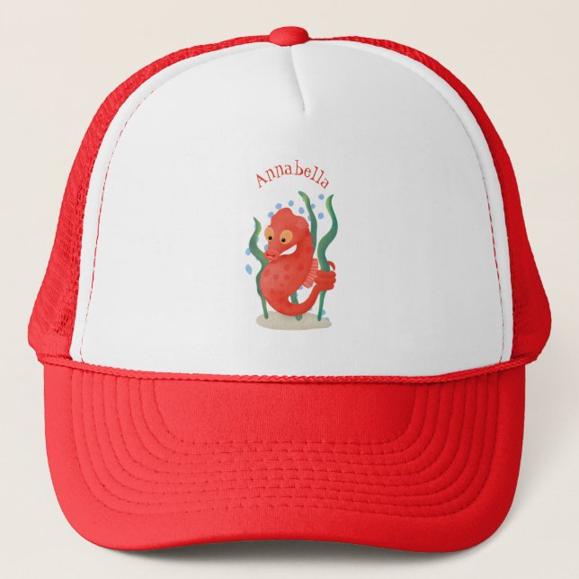 Cute pygmy seahorse cartoon trucker hat (Front)