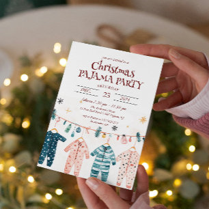Cute Pyjamas Christmas Pyjamas Party Invitation
