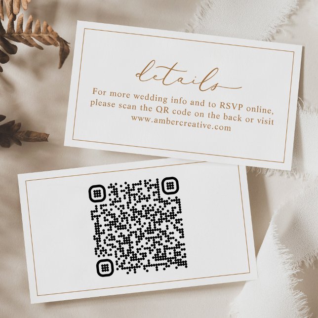 Cute QR Code Wedding Website Details Cards (Creator Uploaded)