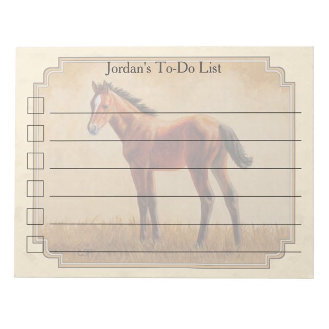 Cute Quarter Horse Foal Yellow Notepad (Front)