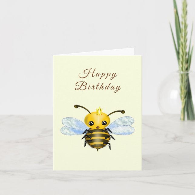 Cute Queen Bee Birthday Card (Front)