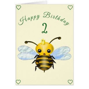 Cute Queen Bee Birthday Card - Customisable