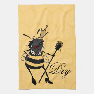 CUTE QUEEN BEE HONEYCOMB KITCHEN TOWEL