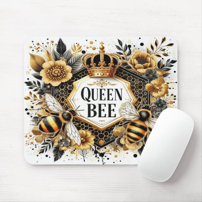 Cute Queen Bee Mouse Mat (With Mouse)