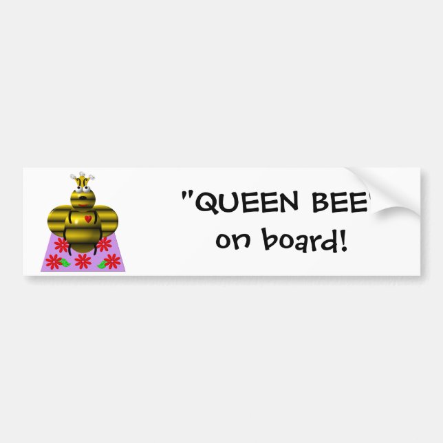 Cute queen bee on a quilt bumper sticker (Front)