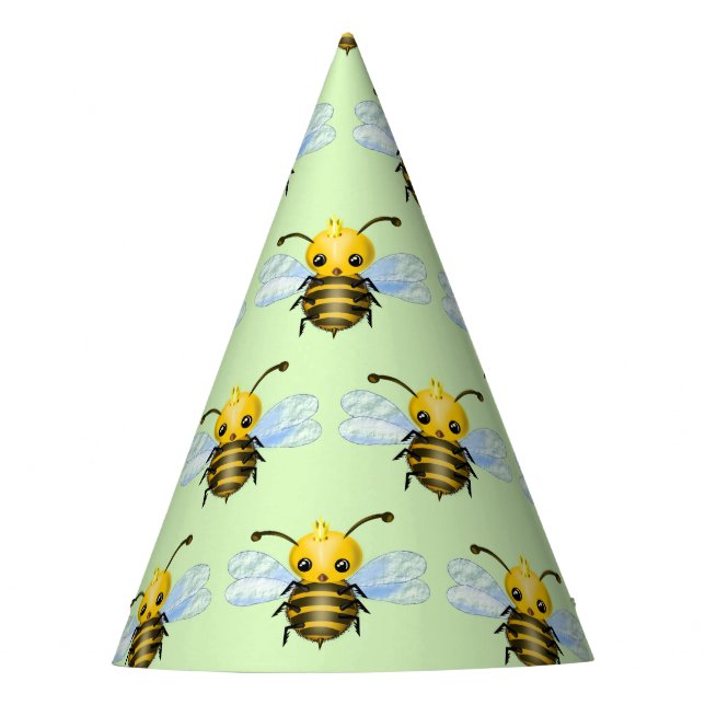 Cute Queen Bee Paper Party Hat (Front)