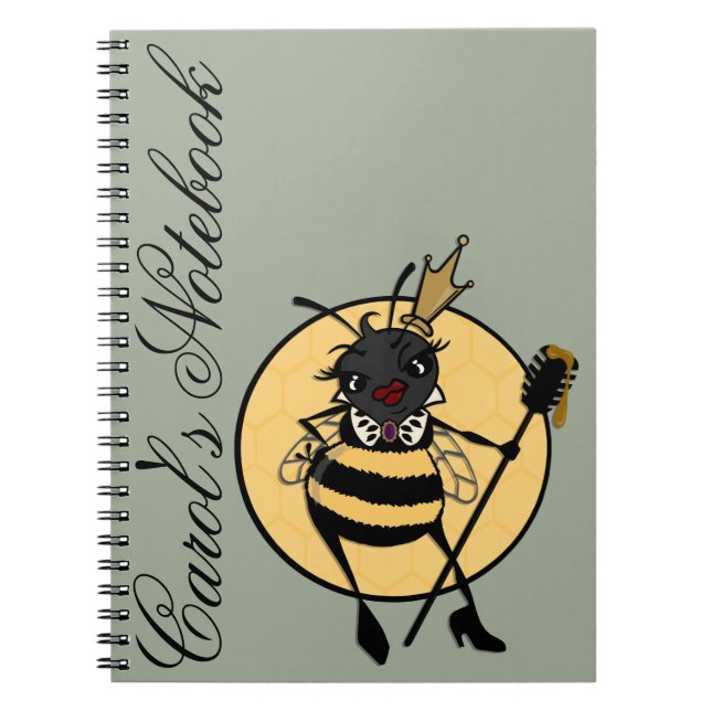 CUTE QUEEN BEE PERSONALIZED SPIRAL NOTEBOOK (Front)