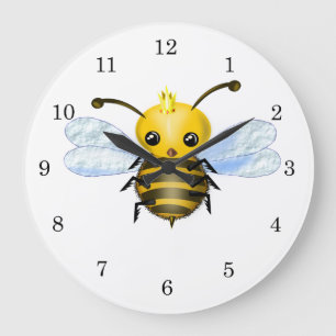 Cute Queen Bee - Sweet - Choose / add colour Large Clock