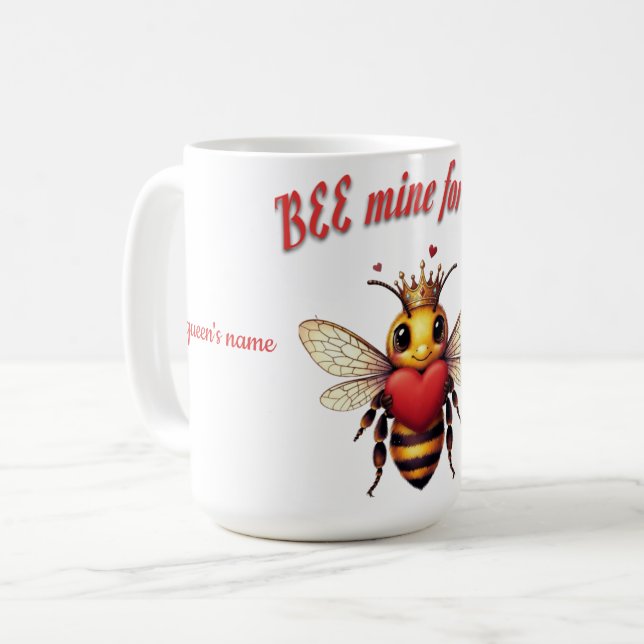 cute queen bee valentine coffee mug (Front Left)