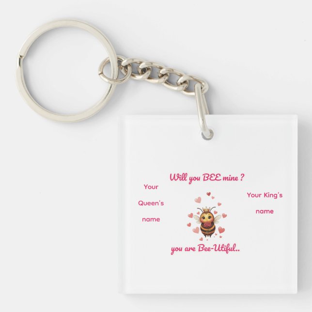 cute queen bee valentine  key ring (Front)
