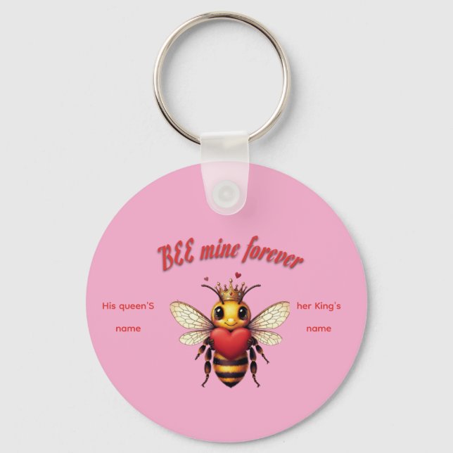 cute queen bee valentine key ring (Front)