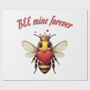 cute queen bee valentine wrapping paper