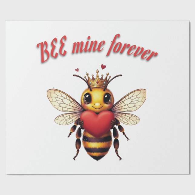 cute queen bee valentine wrapping paper (Flat)