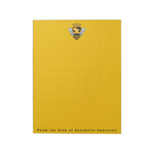 Cute Queen Bee with Crown Personalise Notepad