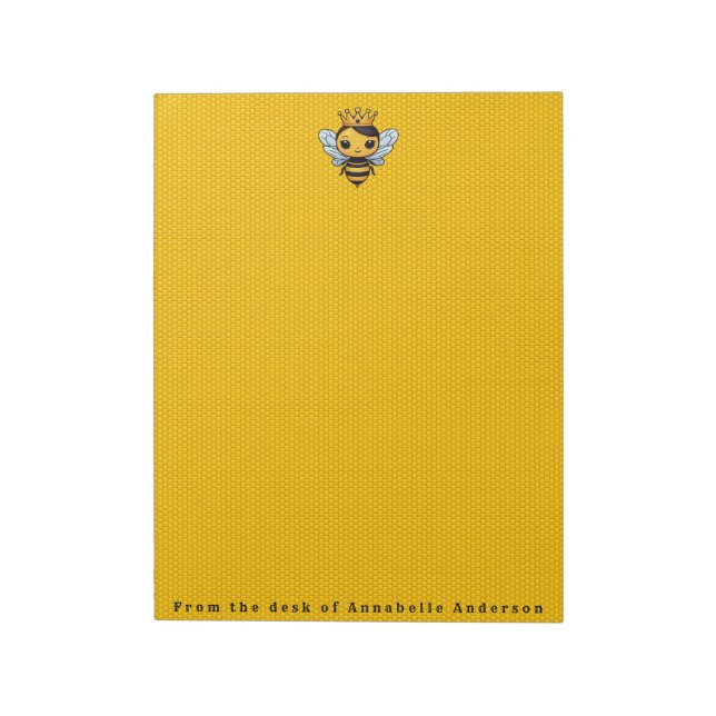 Cute Queen Bee with Crown Personalise Notepad (Rotated)