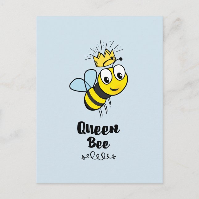 Cute Queen Bee with Crown Postcard (Front)