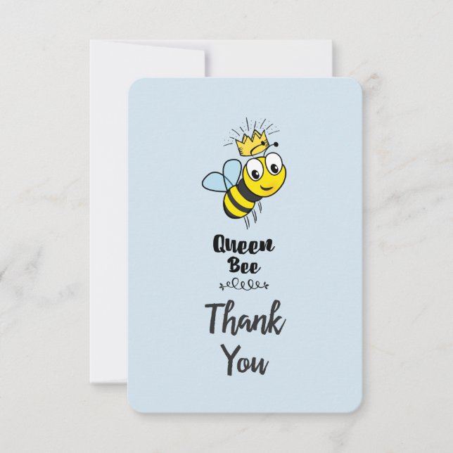 Cute Queen Bee with Crown Thank You Card (Front)