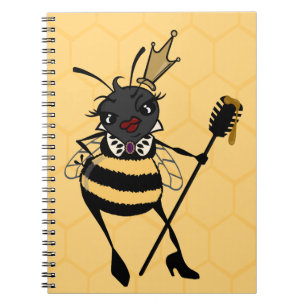 CUTE QUEEN BEE WITH HONEYCOMB SPIRAL NOTEBOOK