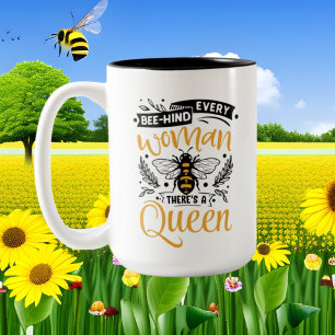 cute Queen bee word art add monogram Two-Tone Coffee Mug