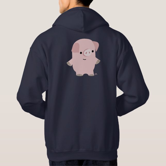Cute Quiet Cartoon Pig Hooded Sweatshirt (Back)