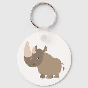 Cute Quiet Cartoon Rhino Key Ring