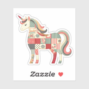 Cute Quilt Pattern Unicorn Vinyl Stickers