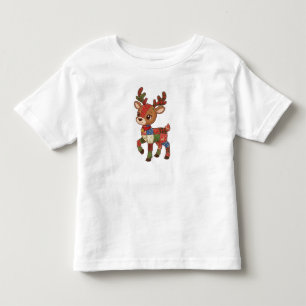 Cute Quilted Patchwork Reindeer Christmas Holida Toddler T-Shirt
