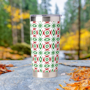 Cute Quirky Cabincore Minimalist Christmas Ikat Insulated Tumbler