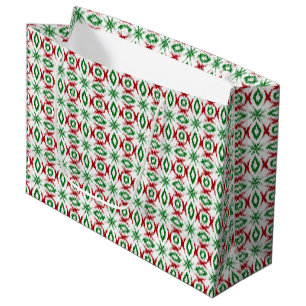 Cute Quirky Cabincore Minimalist Christmas Ikat Large Gift Bag