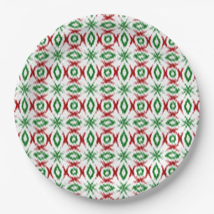 Cute Quirky Cabincore Minimalist Christmas Ikat Paper Plate