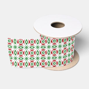 Cute Quirky Cabincore Minimalist Christmas Ikat Satin Ribbon