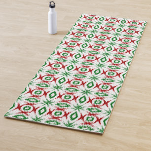 Cute Quirky Cabincore Minimalist Christmas Ikat Yoga Mat