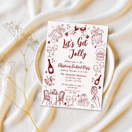 Cute quirky christmas cocktail party doodle invitation
