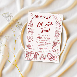 Cute quirky christmas  party doodle  invitation