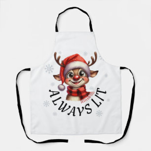 Cute Quirky Christmas Reindeer, Always Lit Apron