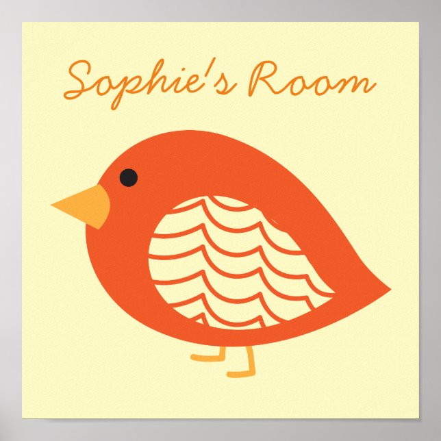 Cute quirky colourful birds poster (Front)